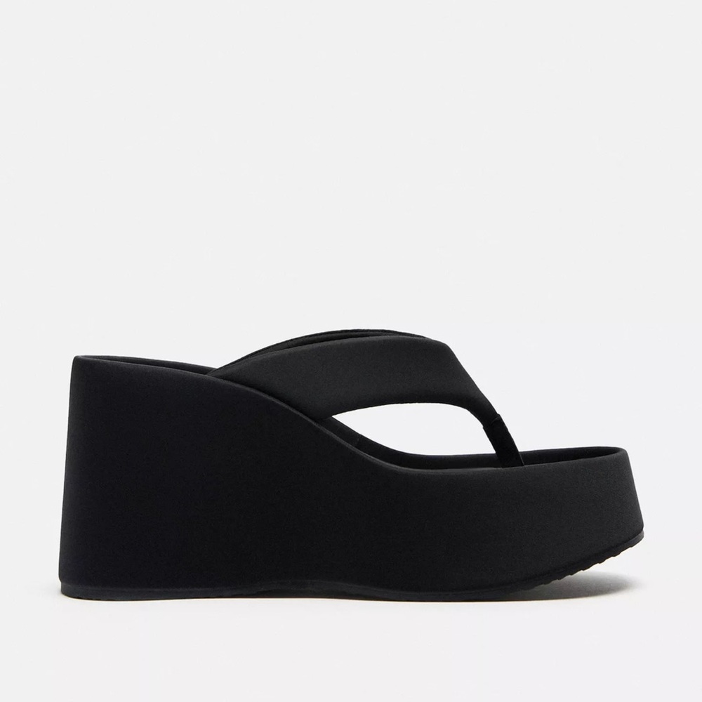 Zara Black Wedge Sandals